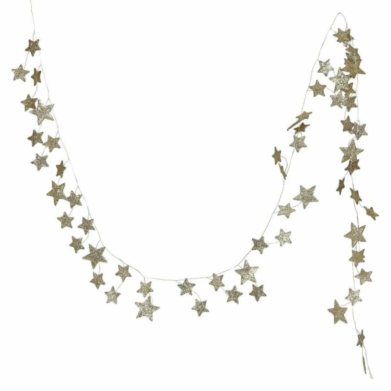 72″ Gold Glittered Paper Star Garland  |  Christmas