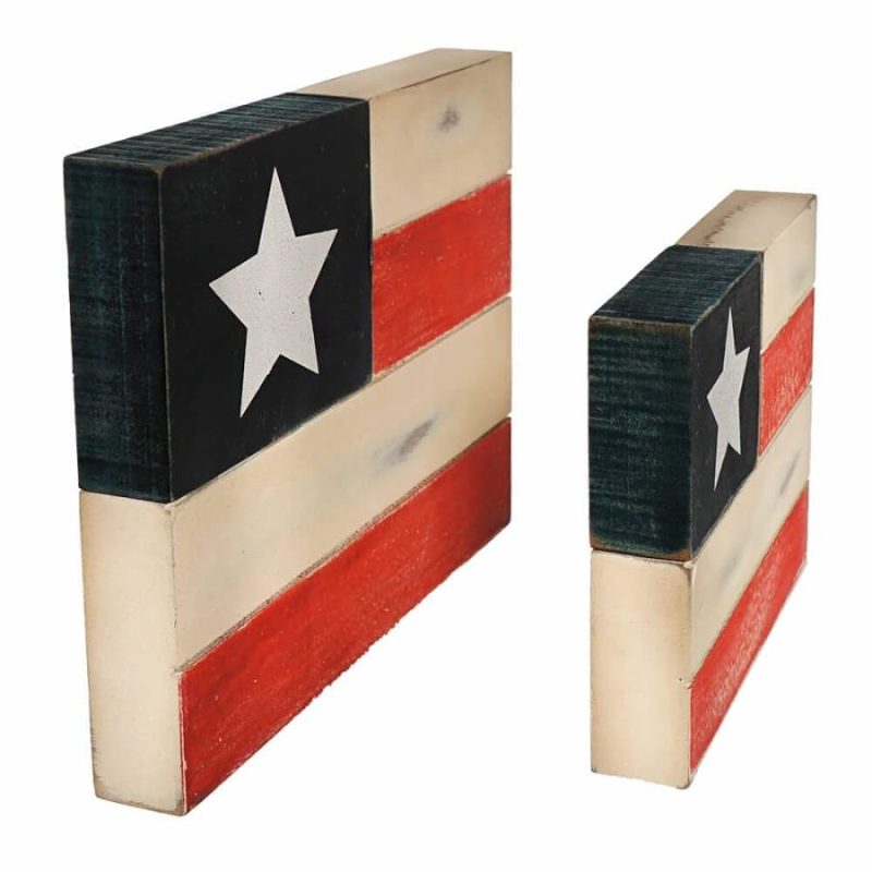 American Flag Stacked Block Decor Set/2  |  Patriotic