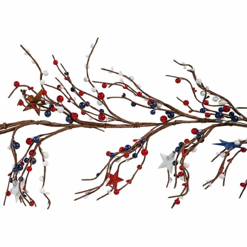 Americana Garland With Berries & Stars  |  Patriotic