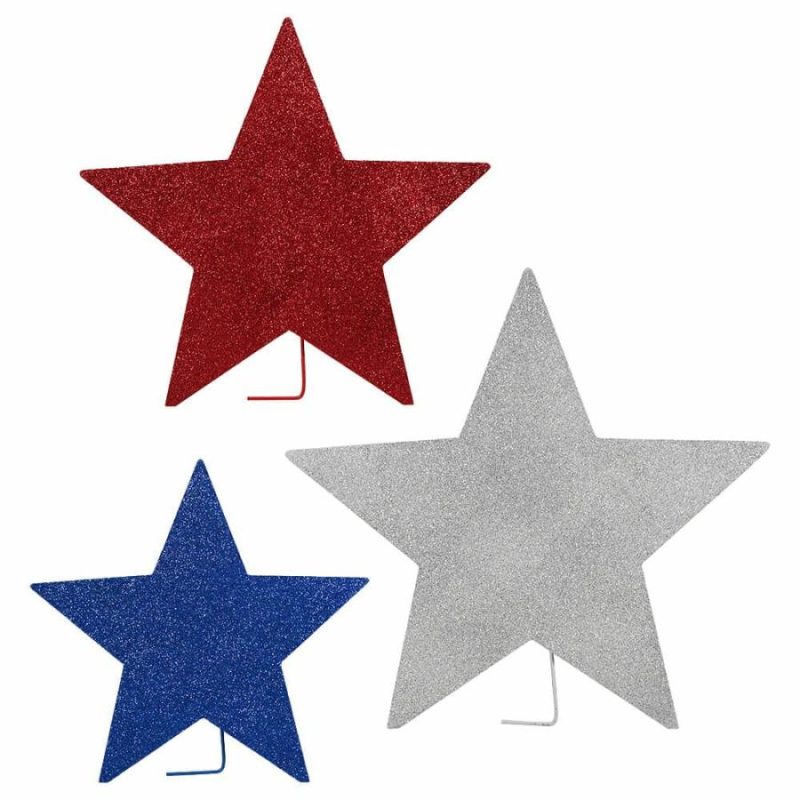 Americana Glittered Standing Stars Set/3  |  Patriotic