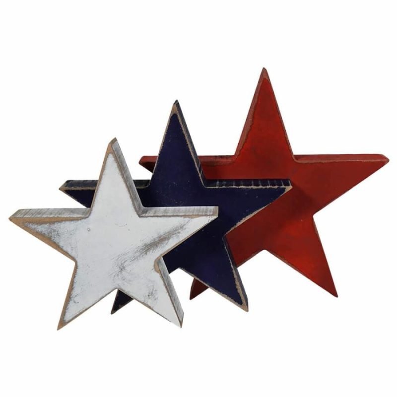 Americana Star Shaped Block Decor Set/3  |  Patriotic