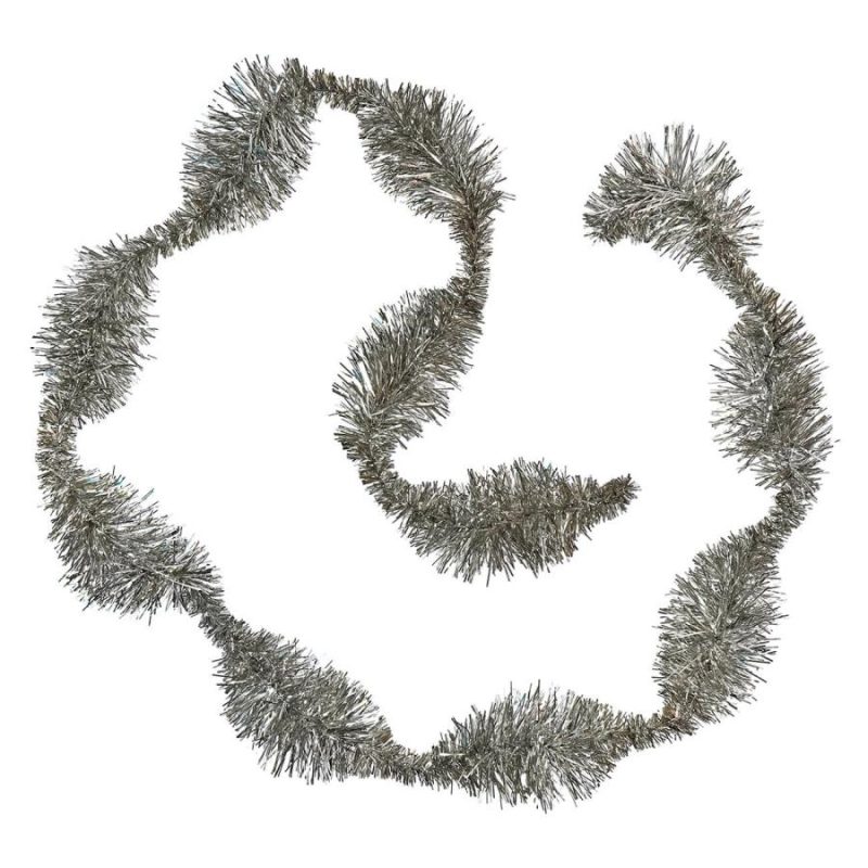 Antique Silver Finish Tinsel Garland  |  Christmas