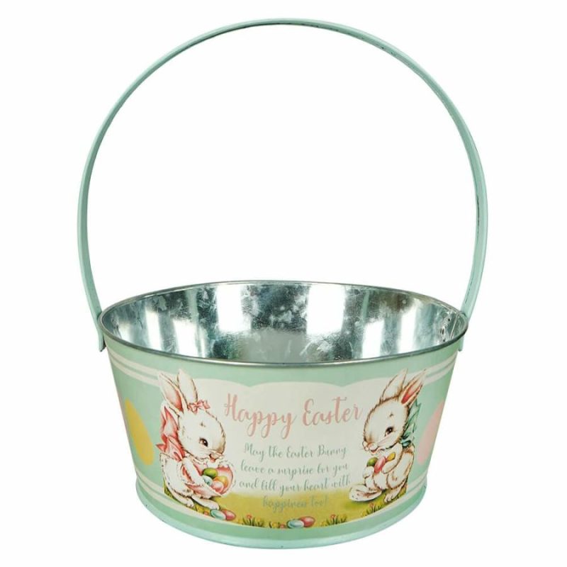 Aqua Tin Easter Bucket  |  Easter