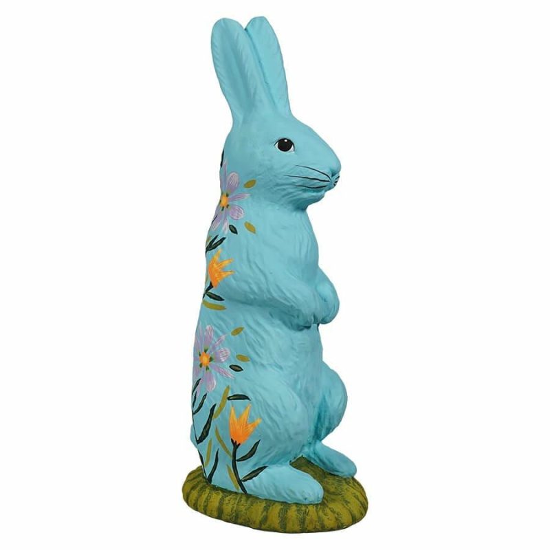 Blue Hand Painted Standing Tabletop Bunny  |  Easter