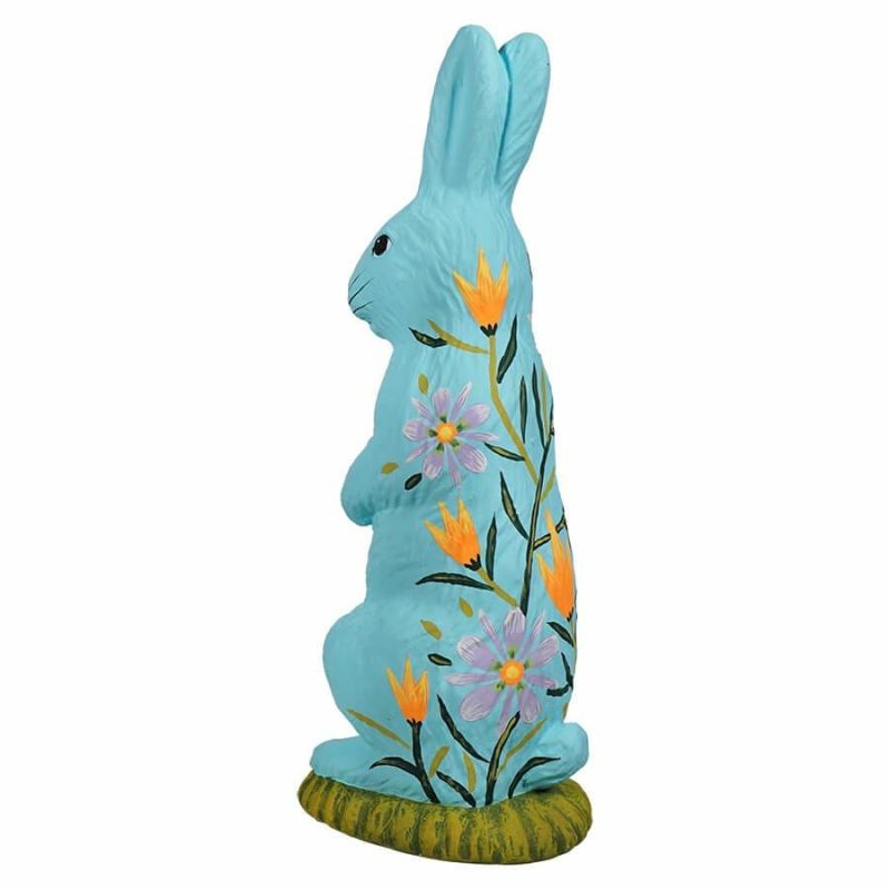 Blue Hand Painted Standing Tabletop Bunny  |  Easter