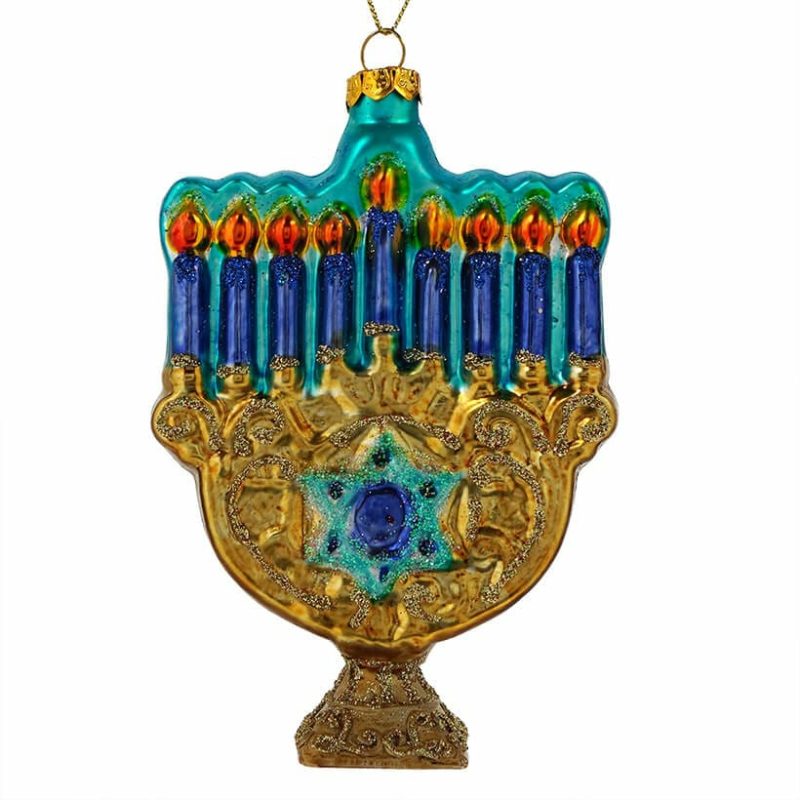 Blue Menorah Ornament  |  Hanukkah