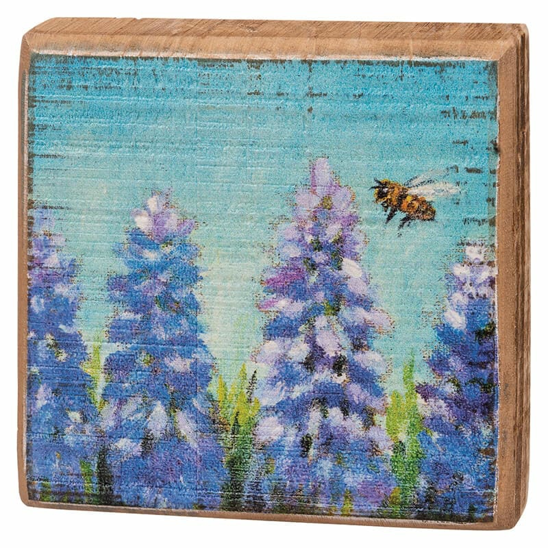 Bluebells & Bee Wood Block Sign  |  Easter