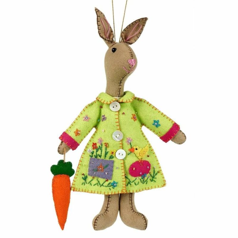 Brown Rabbit With Green Dress Ornament  |  Easter