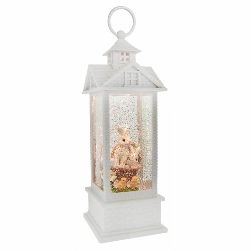 Bunnies In Basket Lighted Gazebo Water Lantern  |  Easter