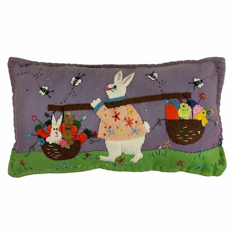 Bunny Balancing Baskets Pillow  |  Easter