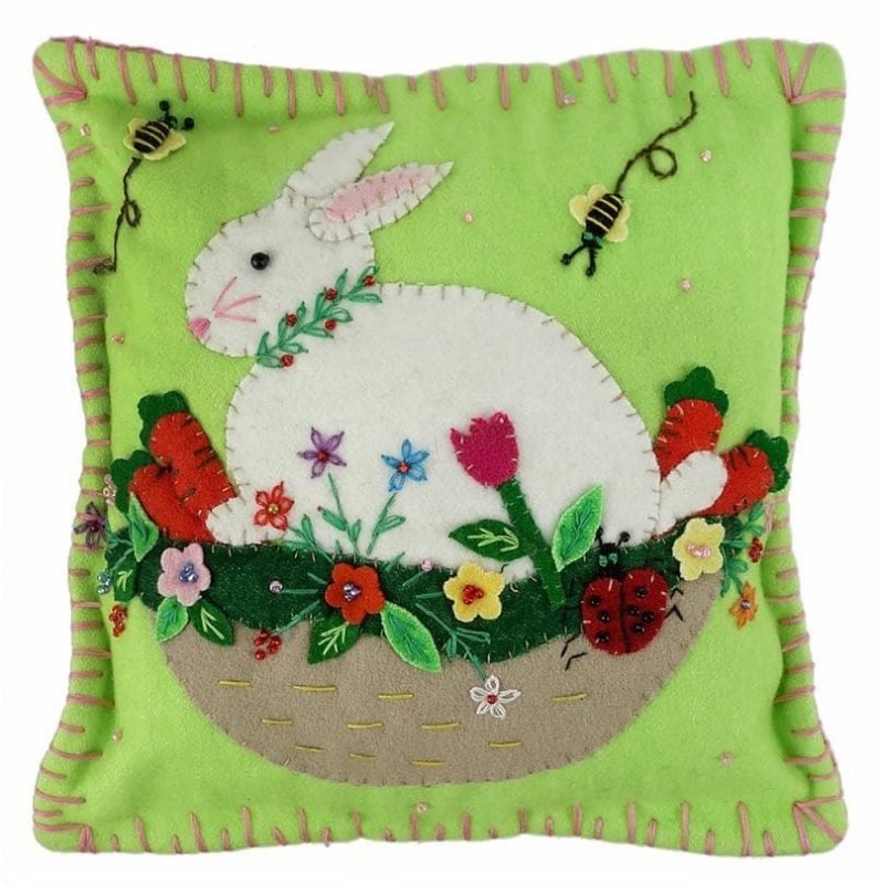 Bunny In A Basket Pillow  |  Easter