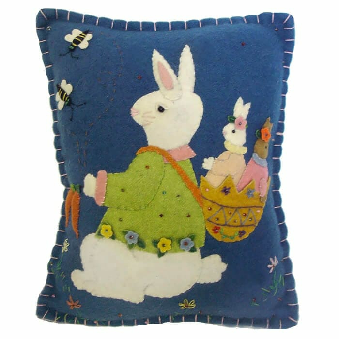 Bunny With Carrots Pillow  |  Easter