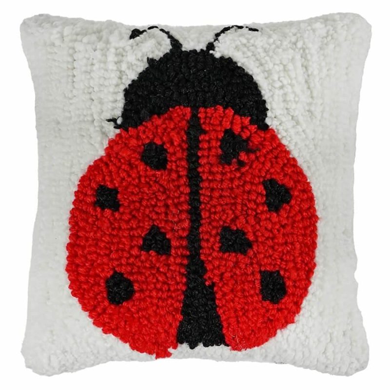 C+F Lady Bug Hooked Pillow  |  Easter