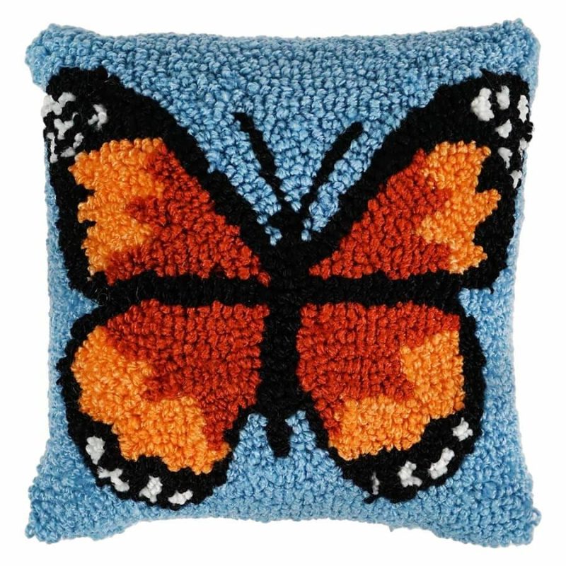 C+F Monarch Butterfly Hooked Pillow  |  Easter