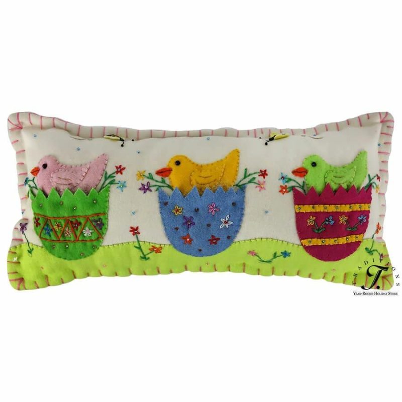 Chicks In Egg Cups Pillow  |  Easter