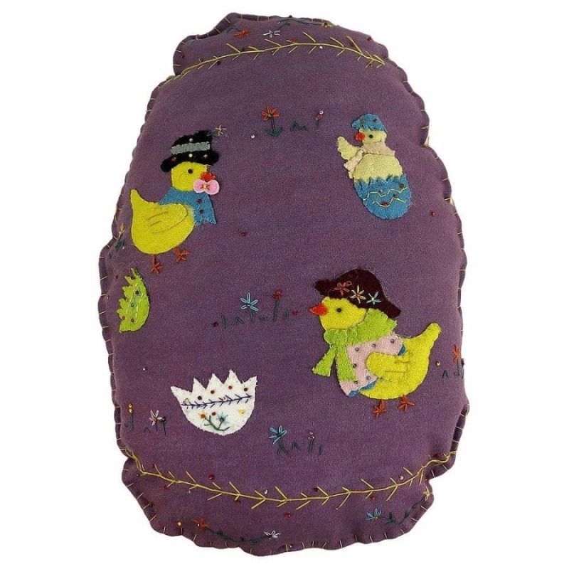 Chicks On Purple Egg Pillow  |  Easter