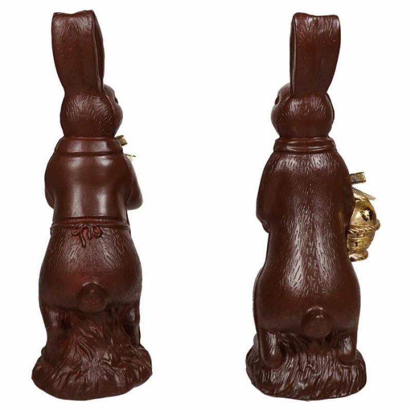 Chocolate Bunnies Holding Golden Eggs Set/2  |  Easter