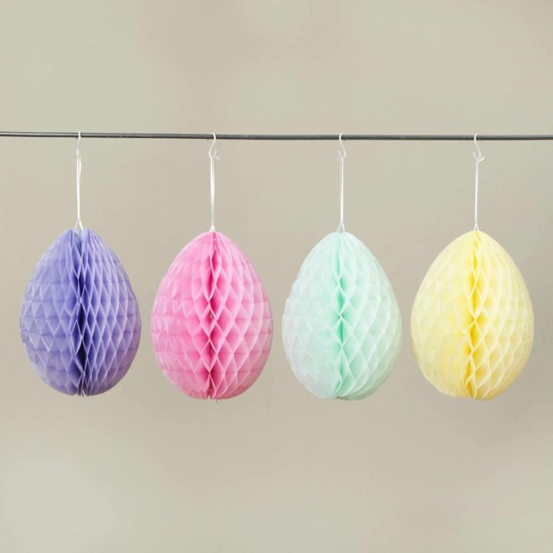 Colorful Paper Easter Egg Ornaments Set/4  |  Easter