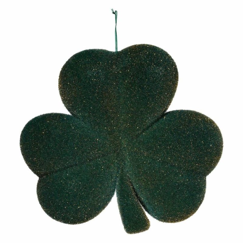 Dark Green Flocked Shamrock  |  St. Patrick’s Day