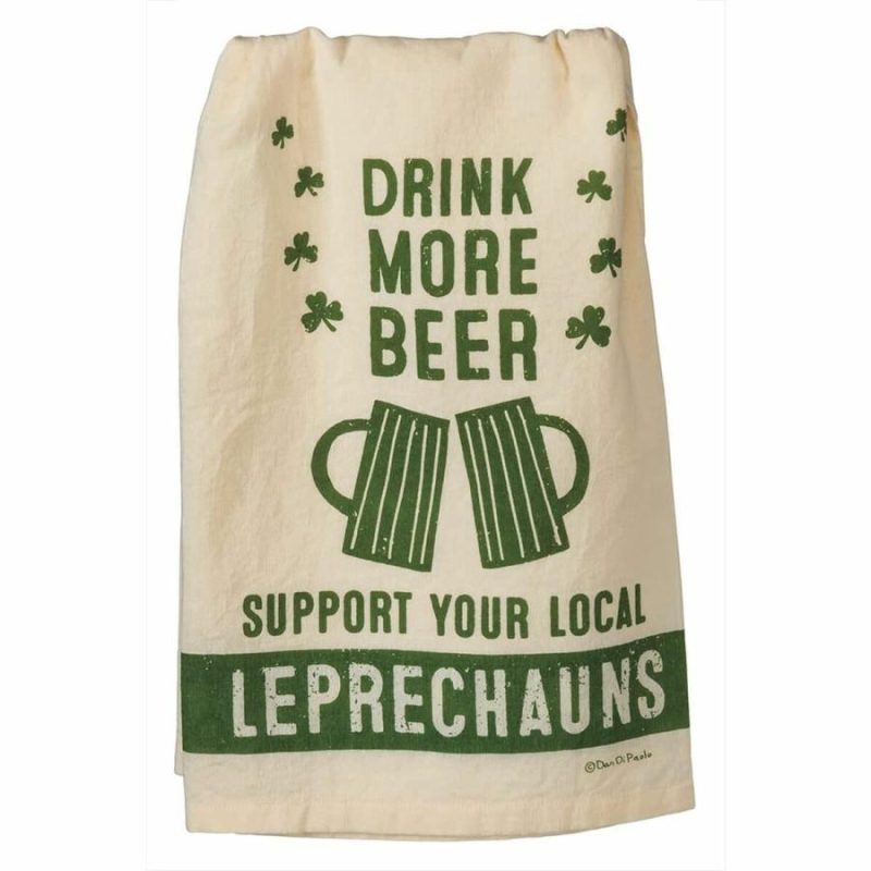 Drink More Beer Support Leprechauns Dish Towel  |  St. Patrick’s Day