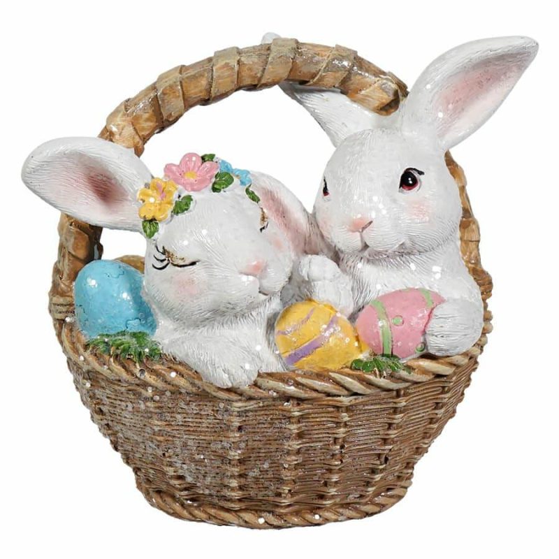 Easter Basket With Snuggling Bunnies  |  Easter