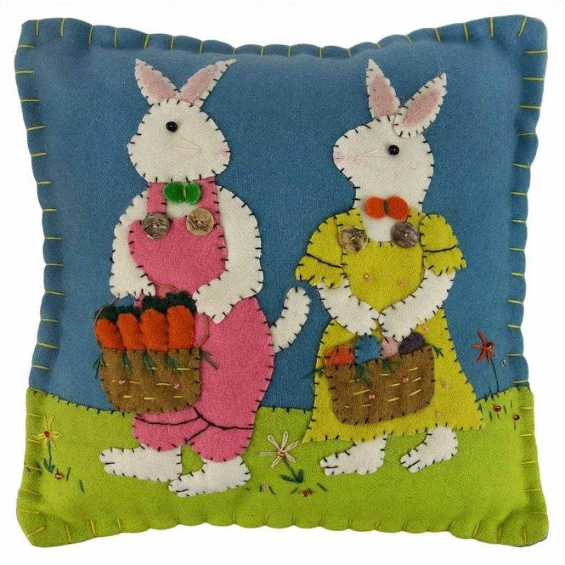 Easter Couple With Baskets Pillow  |  Easter