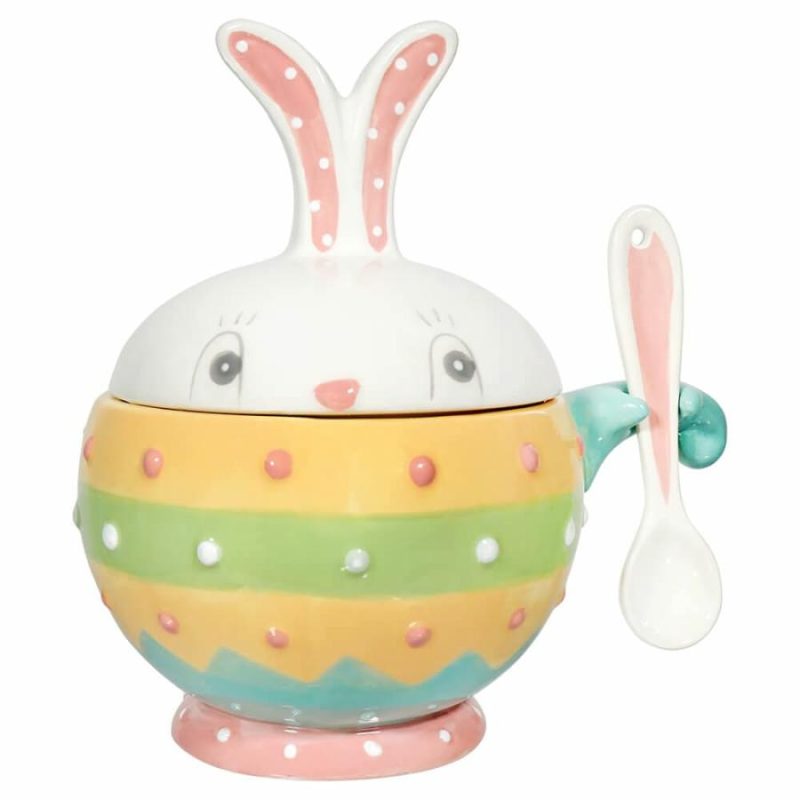 Easter Dottie Bowl With Spoon & Pink Base  |  Easter