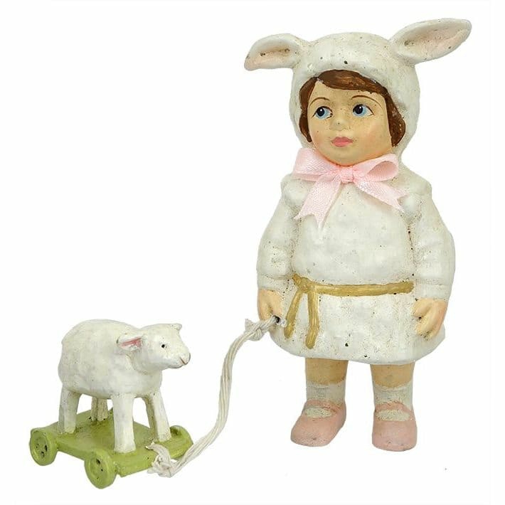 Easter Parade: Little Bunny Girl With Lamb Pull Toy  |  Easter