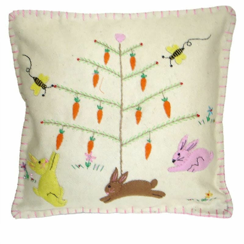 Easter Tree With Bunnies Pillow  |  Easter