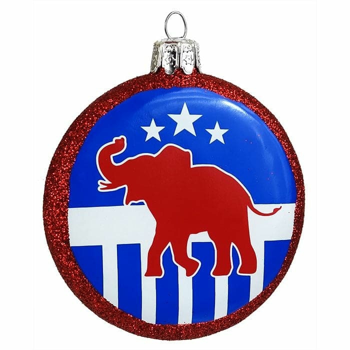 Election Republican Elephant On Disc Ornament  |  Patriotic