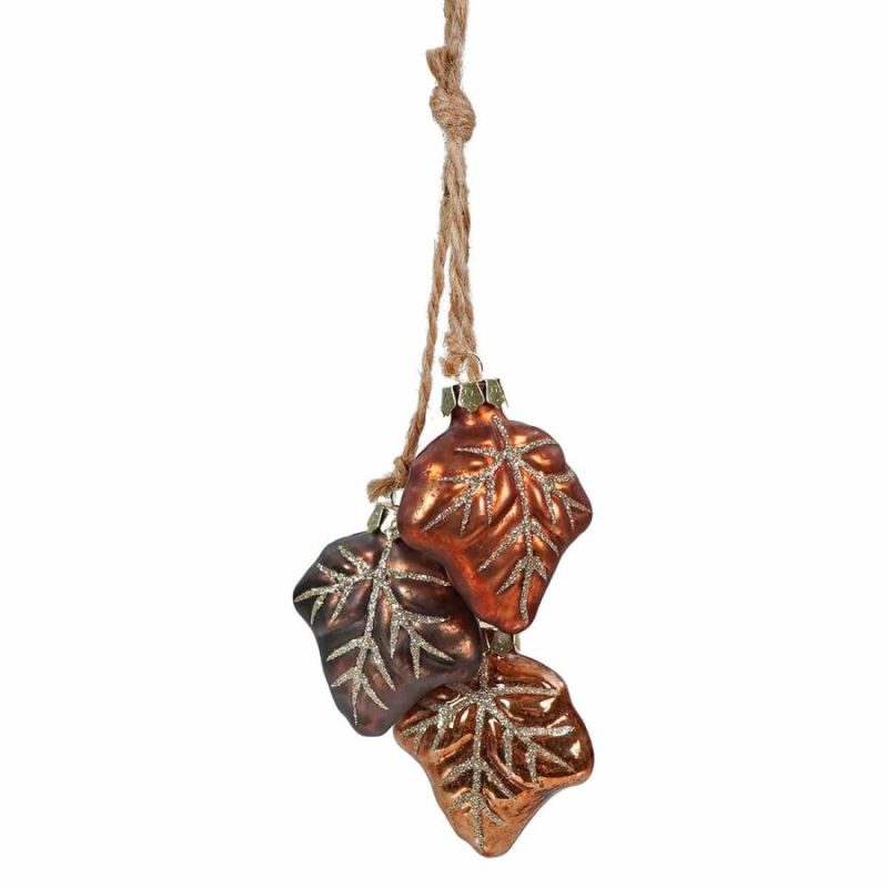 Fall Glass Maple Leaves Dangle Ornaments Set/3  |  Thanksgiving