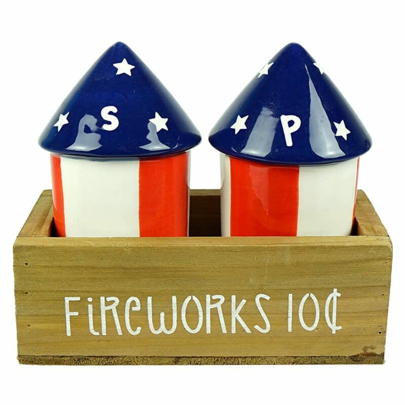 Fireworks With Crate Salt & Pepper Shakers Set/3  |  Patriotic