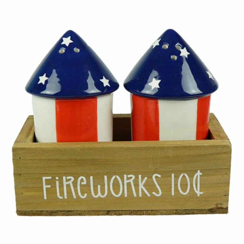 Fireworks With Crate Salt & Pepper Shakers Set/3  |  Patriotic