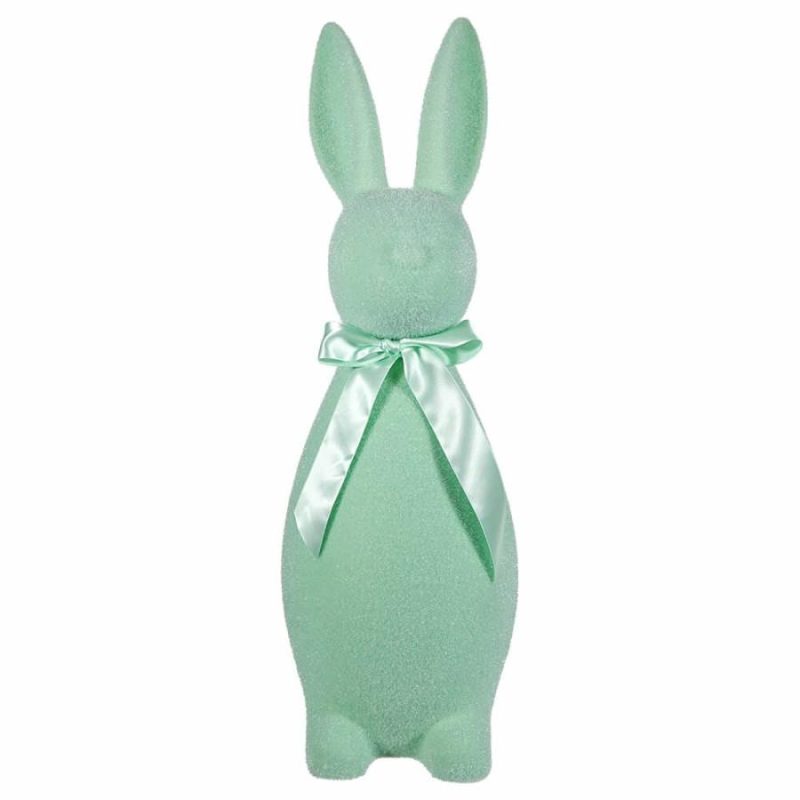 Flocked Aqua Button Nose Bunny  |  Easter