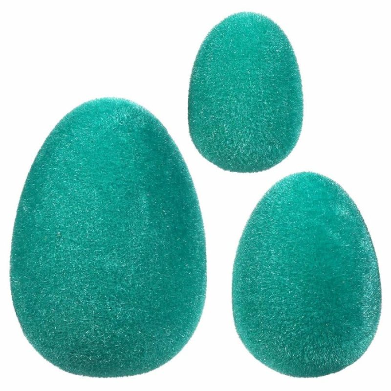 Flocked Aqua Eggs Set/3  |  Easter