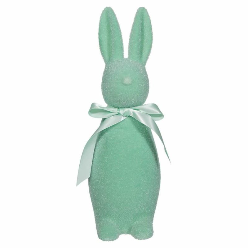 Flocked Pastel Light Green Button Nose Bunny  |  Easter