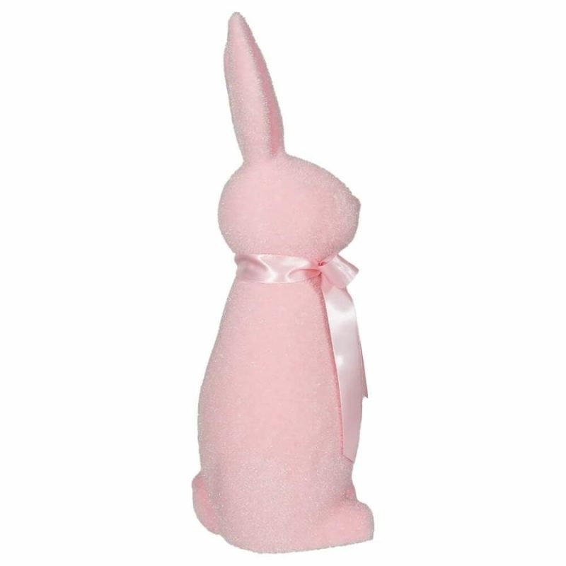 Flocked Pastel Light Pink Button Nose Bunny  |  Easter