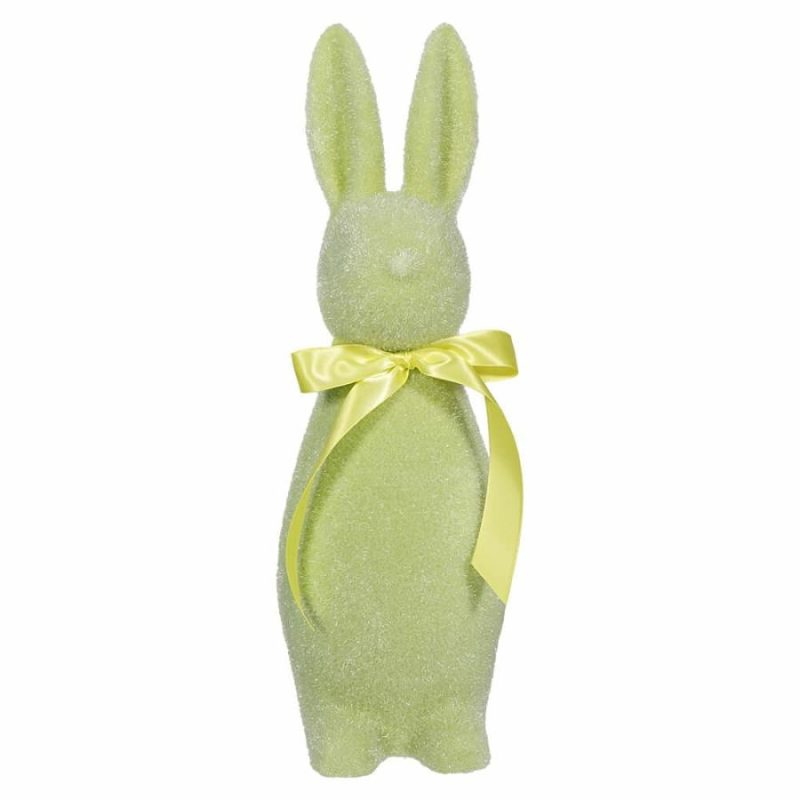 Flocked Pastel Lime Green Button Nose Bunny  |  Easter