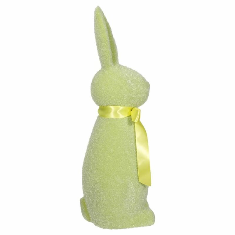 Flocked Pastel Lime Green Button Nose Bunny  |  Easter