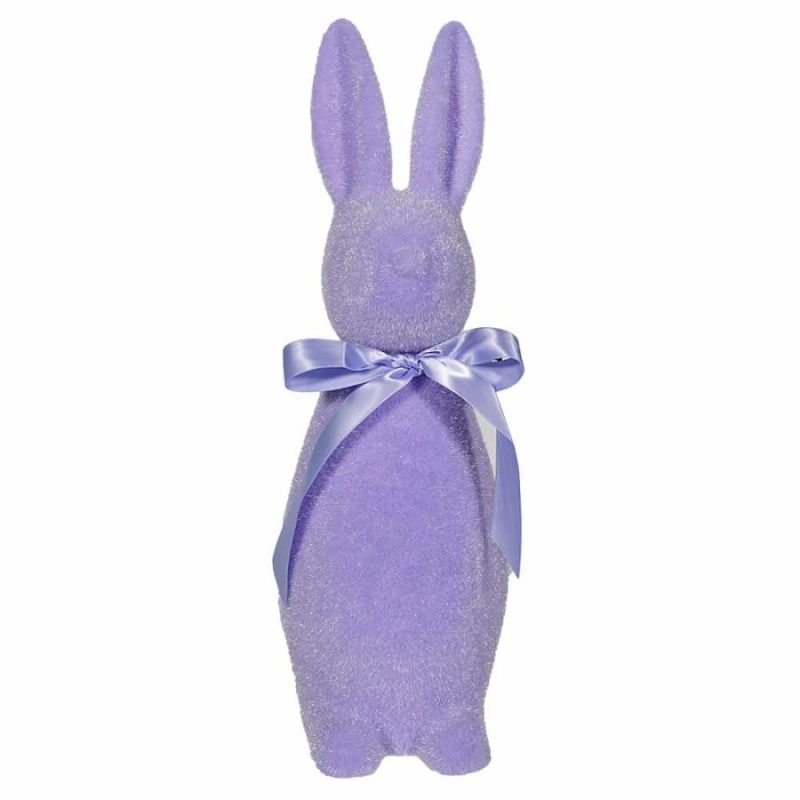 Flocked Pastel Purple Button Nose Bunny  |  Easter