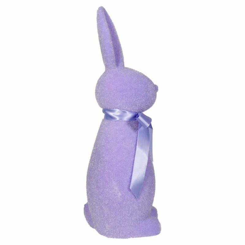 Flocked Pastel Purple Button Nose Bunny  |  Easter