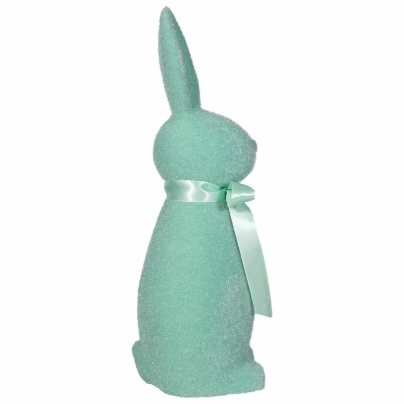 Flocked Pastel Teal Button Nose Bunny  |  Easter