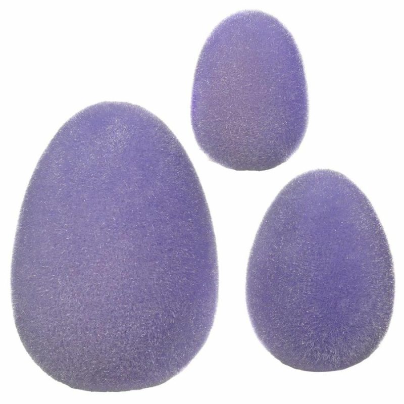 Flocked Purple Eggs Set/3  |  Easter