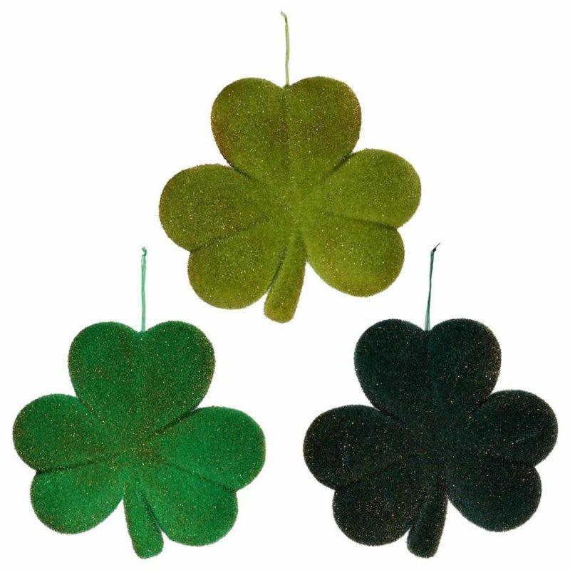 Flocked Shamrocks Set/3  |  St. Patrick’s Day