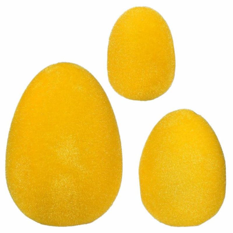 Flocked Yellow Eggs Set/3  |  Easter