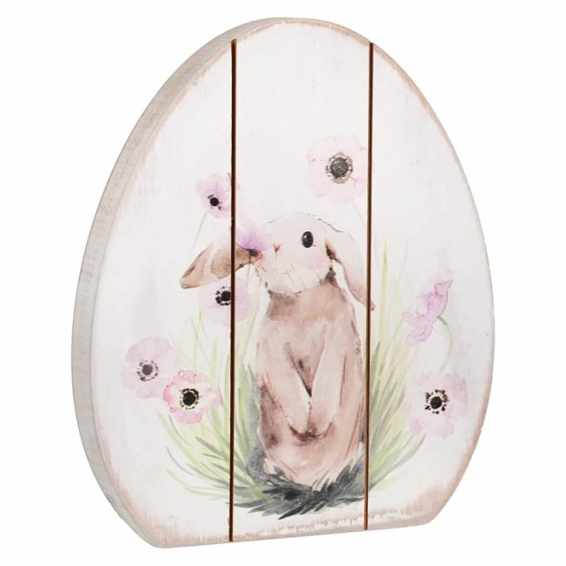 Floral Easter Bunny Egg Shaped Decor  |  Easter