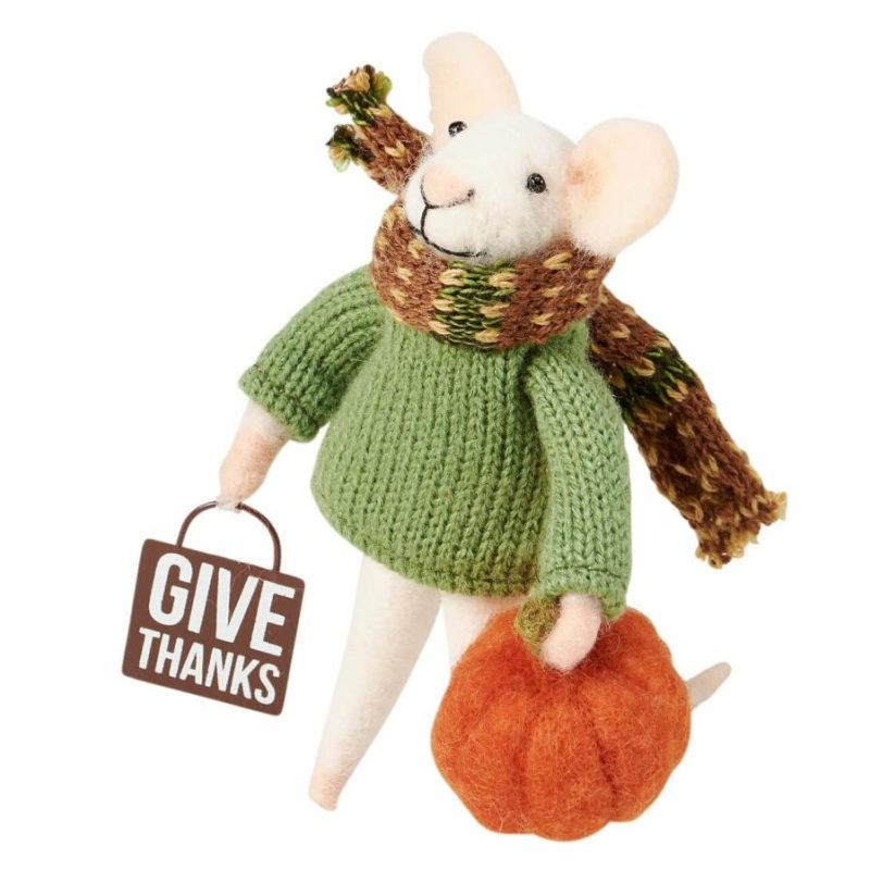 Give Thanks Mouse Critter Ornament  |  Thanksgiving