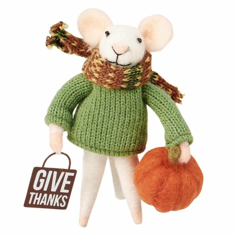 Give Thanks Mouse Critter Ornament  |  Thanksgiving