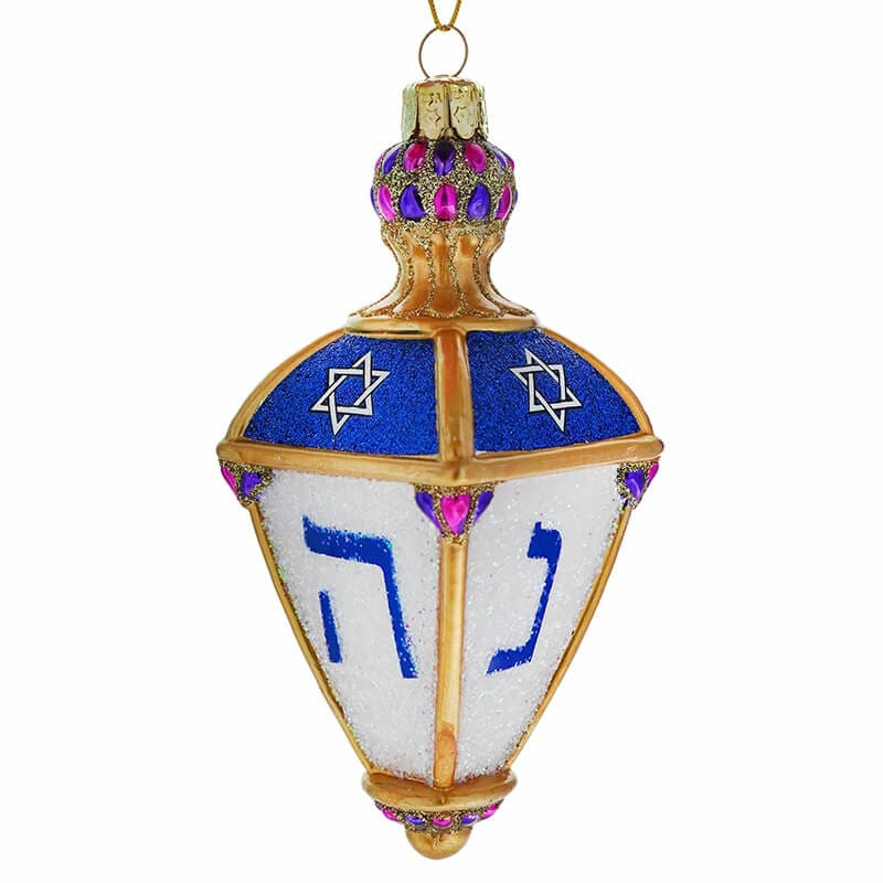 Glass Hanukkah Dreidel Ornament  |  Hanukkah