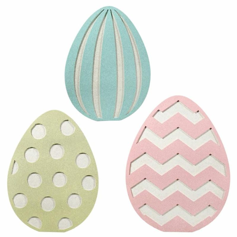 Glittered Standing Easter Eggs Set/3  |  Easter